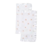 Lulujo Security Blanket - Pack of 2 | Soft & Breathable 100% Cotton Muslin with Satin Trim Comforter | Unisex Gift for Baby Girls & Boys | Newborn & Infant Essential (Daisies)