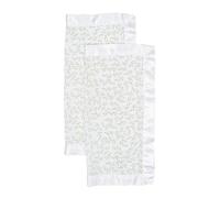 lulujo Security Lovey Blankets| Unisex Softest Breathable Cotton Muslin Security Blanket with Silky Satin Trim| Neutral Comforting Blanket for Girls & Boys | 16in by 16 in| Greenery