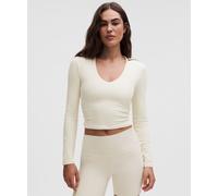 lululemon - Women's All It Takes Ribbed Nulu V-Neck Long-Sleeve Shirt B-D Cups - Color White - Size 18