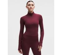 lululemon - Women's It's Rulu Cropped Half Zip Long-Sleeve Top - Color Burgundy/Red - Size XL