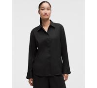 lululemon - Women's LuluLinen Relaxed-Fit Long-Sleeve Button Up - Color Black - Size Large