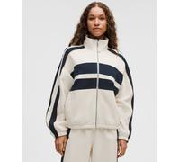 lululemon - Women's Steady State Oversized Funnel Full Zip Stripe - Color Khaki/White/Blue - Size Small