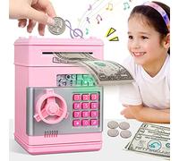 LULULIA Toys for 6 7 8 9 10 Year Old Girls Gifts, Piggy Bank for Girl Toys Age 5 6 7, Money Box for Kids Pink Money Tin Girl Stuff, Christmas Birthday Gifts for 6 7 8 Year Old Girls