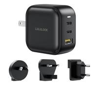 LULULOOK 65W USB C Charger, 3-Port GaN Fast Charger Block, USB Type C Wall Adapter Travel Charger for MacBook Pro/Air, iPad Pro, iPhone 17, Galaxy S25, Surface Laptop, Dell XPS, UK/EU/AU Plug Included