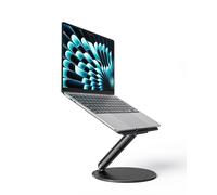 LULULOOK Laptop Stand with 360° Rotating Base, Foldable Adjustable Height Laptop Holder for Desk, All Aluminum Notebook Stand for MacBook pro 2022, Air, Dell XPS, Lenovo, All Laptops 10-17", Black