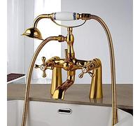 LULUMAIC Bathtub Shower Faucets Set Dual Knobs Mixer Tap Deck Mounted Bath Shower Swivel Tub Spout Shower