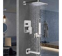 LULUMAIC Brushed Shower Mixer Tap Bath Shower Set Faucet Single Handle 3-Ways Mixer Valve Brass Bath Spout with Hand Shower Head