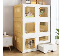 LULUMAIC Cat Cage - Cat Cages Indoor with Litter Box Cat Enclosure Easy Installation, No Tools Needed Closed Cat Litter Box Isolates Odor and Prevents Sand Splashing,Yellow-71 * 46.5 * 106cm