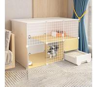 LULUMAIC Cat Cage, Cat Kennel,Outdoor Cat Enclosures,Cat Playpen, Small Animal Cages with Door and Closed Cat Litter Box Anti-Odor Splash Sand for Kitten, Bunny, Chinchilla,White-b-111 * 49 * 75CM