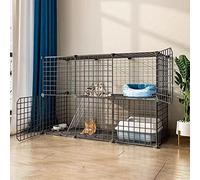 LULUMAIC Cat Cage - Cat Playpen Cat Cages Cat Crate Puppy Playpen, Diy Pet Cat Kennel Enclosures With Door for Kitten Small Animals -Black,111 * 39 * 73cm