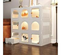 LULUMAIC Cat Cage, DIY Cat Enclosure, Cat House Pet Playpen for Cats, Cat Cage Indoor with Litter Box, Easy to Assemble Cattery, Large Exercise Place Ideal for 1-2 Cats,White-106x46.5x106cm
