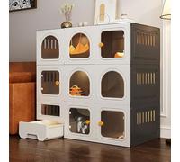 LULUMAIC Cat Cage, DIY Cat Enclosure, Cat House Pet Playpen for Cats, Cat Cage Indoor with Litter Box, Easy to Assemble Cattery, Large Exercise Place Ideal for 1-2 Cats,Black-106x46.5x106cm