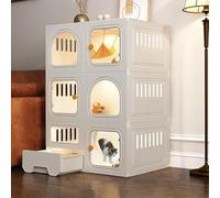 LULUMAIC Cat Cage, DIY Cat Enclosure, Cat House Pet Playpen for Cats, Cat Cage Indoor with Litter Box, Easy to Assemble Cattery, Large Exercise Place Ideal for 1-2 Cats,White-71x46.5x106cm