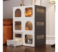 LULUMAIC Cat Cage, DIY Cat Enclosure, Cat House Pet Playpen for Cats, Cat Cage Indoor with Litter Box, Easy to Assemble Cattery, Large Exercise Place Ideal for 1-2 Cats,Black-71x46.5x106cm