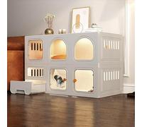 LULUMAIC Cat Cage, DIY Cat Enclosure, Cat House Pet Playpen for Cats, Cat Cage Indoor with Litter Box, Easy to Assemble Cattery, Large Exercise Place Ideal for 1-2 Cats,White-106x46.5x71cm