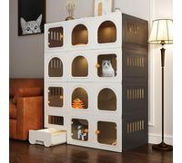 LULUMAIC Cat Cage, DIY Cat Enclosure, Cat House Pet Playpen for Cats, Cat Cage Indoor with Litter Box, Easy to Assemble Cattery, Large Exercise Place Ideal for 1-2 Cats,Black-106x46.5x141cm