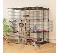 LULUMAIC Cat Cages Indoor, Cat Enclosures DIY Detachable Metal Wire Kitten Cage Pet Cat Kennel House with Door for Kitten Small Animals, Large Exercise Space for 1-3 Cats,111x75x109cm(F)