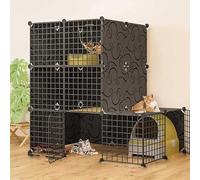 LULUMAIC Cat Cages Indoor, Cat Enclosures DIY Detachable Metal Wire Kitten Cage Pet Cat Kennel House with Door for Kitten Small Animals, Large Exercise Space for 1-3 Cats,111x75x109cm(A)