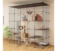LULUMAIC Cat Cages Indoor, Cat Enclosures DIY Detachable Metal Wire Kitten Cage Pet Cat Kennel House with Door for Kitten Small Animals, Large Exercise Space for 1-3 Cats,183x75x182
