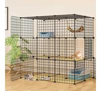 LULUMAIC Cat Cages Indoor, Cat Enclosures DIY Detachable Metal Wire Kitten Cage Pet Cat Kennel House with Door for Kitten Small Animals, Large Exercise Space for 1-3 Cats,111x75x109cm(D)
