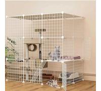 LULUMAIC Cat Cages Indoor, Cat Enclosures DIY Detachable Metal Wire Kitten Cage Pet Cat Kennel House with Door for Kitten Small Animals, Large Exercise Space for 1-3 Cats,111x75x109cm(C)