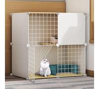 LULUMAIC Cat Cages Indoor Large, Cat Enclosure, Cat Cabinet Semi-Enclosed Cat Cage DIY Cat Playpen, Pet Fence Indoor, with Cat Nest + Cat Hammock + Cat Litter Box + Cat Bowl, for 1-3 Cat,White
