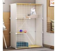 LULUMAIC Cat Cages Indoor Large, Cat Enclosure, Cat Cabinet Semi-Enclosed Cat Cage DIY Cat Playpen, Pet Fence Indoor, with Cat Nest + Cat Hammock + Cat Litter Box + Cat Bowl, for 1-3 Cat,White
