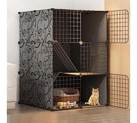 LULUMAIC Cat Cages Indoor Large, Cat Enclosure, Cat Cabinet Semi-Enclosed Cat Cage DIY Cat Playpen, Pet Fence Indoor, with Cat Nest + Cat Hammock + Cat Litter Box + Cat Bowl, for 1-3 Cat,Black