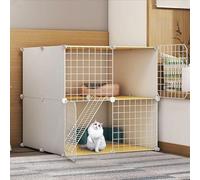 LULUMAIC Cat Cages Indoor Large, Cat Enclosure, Cat Cabinet Semi-Enclosed Cat Cage DIY Cat Playpen, Pet Fence Indoor, with Cat Nest + Cat Hammock + Cat Litter Box + Cat Bowl, for 1-3 Cat,White