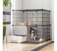 LULUMAIC Cat Cages Indoor Large with Litter Box, Wire Cat Cage, Collapsible Cat Cage, Portable Guinea Pig Cage, with Resin Foot Pad - Black/yellow - 10 Sizes,Black-a-75 * 49 * 73cm