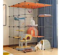 LULUMAIC Cat Cages Indoor Large with Roof, Kitten Pen, Cat House, Multi-layer Design, Easy To Assemble The Cattery, Various Sizes, 2 Colours,Package a-109 * 109 * 144-Black