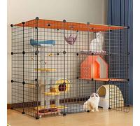 LULUMAIC Cat Cages Indoor Large with Roof, Kitten Pen, Cat House, Multi-layer Design, Easy To Assemble The Cattery, Various Sizes, 2 Colours,Package C-144 * 74 * 109-Black