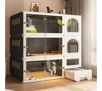 LULUMAIC Cat Cages Indoor with Litter Box - Kitten Cage for Indoor Cats, Ventilated and Breathable, Newly Upgraded Sliding Door for Easy Use Cat Enclosures Diy Cat Playpen,Black-106 * 46 * 106cm