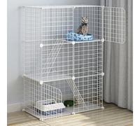 LULUMAIC Cat Fence Indoor Removable DIY Metal Cat Cage Ferret Cage Dog Cage Cat Fence Cat Carrier Outdoor RV, Camping Cat Fence Cat Tree Suitable For 1-2 Cats Balcony