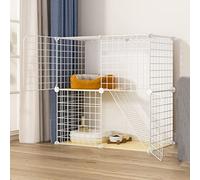 LULUMAIC Cat Playpen, Indoor Cat Cage with Litter Box, 2 Tier Cat Cages Indoor Large, Collapsible Cat Cage, Pet Cages for Cats, Large Exercise Place Ideal for 1-2 Cat, Black/White,White-74x39x70cm