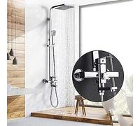 LULUMAIC Chrome Bathroom Shower Faucet Set Wall Mount 8 Inch Shower Head ABS Shower Hand Swivel 3-Ways Mixer Tap
