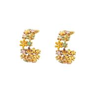 LULUMAIC Earrings Stud Earrings Women Needle Green Purple Flower Hoop Earrings For Women Girl