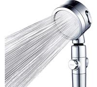 LULUMAIC Hand Showers, Hand Shower with PP Cotton Filter - Hard Water Softener Shower Head - 3 Jet Settings Water Saving Massage - Brushed Chrome Fini