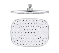 LULUMAIC Handheld Showers, Rectangular Heads, White ABS, Large Rain High Pressure, Ultra Thin Fixed Shower Head, Universal Thread G1/2", 260 x 195mm