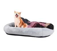 LULUMAIC Human Dog Bed, Giant Dog Bed for Humans Pets,Cozy Nap Bed for Medium Large Dogs,Faux Fur Fluffy Dog Bed with Removable Washable Cover (Gray 190 * 95 * 30cm)
