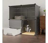 LULUMAIC Indoor Cat Cage, Cat Cages with Cat Litter Box, Large 2/3 Tier Detachable Metal Cat Cage, DIY Cat Playpen for Small Animal, Exercise Place Ideal for 1-3 Cat,Black-75x49x75cm