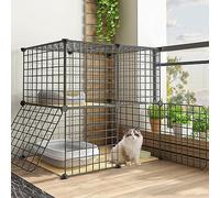 LULUMAIC Indoor Large Cat Cage DIY Expandable Dog Cage Wire Easy To Assemble Guinea Pig Cage Cat Carrier Outdoor Cat Fence Camping Great For 1-2 Cats Ferret Cage,Black-75x49x73cm/29.5x19.3x28.7in
