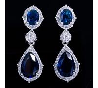 LULUMAIC jewelry The Bride's Shiny pear Earring, with tears on its Long and Big Sides, is Equipped with Cubic Crystals, Light Powder jewelry