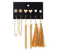 LULUMAIC jewelry Women Earrings, Boho 6Pairs/Set Colorful Long Tassel Women Drop Earrings Alloy Irregular Geometric Jewelry presents For Girlfriend, Wife, Sister, Daughter, Moth