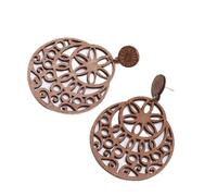 LULUMAIC jewelry Women Earrings, Diy Natural Wooden Hollow Carved Hyperbole Women Drop Earrings Trendy Portrait Leaf Round Female Jewelry presents For Girlfriend, Wife, Sister,