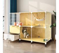 LULUMAIC Large Cat Cage Indoor Diy Cat Playpen,Cat Cages Indoor Large with Litter Box and Casters To Increase The Height By 4cm for Pet,112 * 47 * 77cm(44 * 18.5 * 30.3