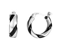 LULUMAIC Lllunimon 925 Sterling Silver Black White Twisted Hoop Earrings Small,Classic Hoop Earrings for Men Women for Daily Wear on Christmas Valentine's Day Birthday Anniversary