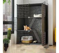 LULUMAIC Metal Cat Cage, Portable Cat Playpen, Indoor Cat Enclosures Diy Cat Playpen, Metal for Small and Medium Cats Kennel, Extra Large Free Space Cat Cage, Household Cat Cage,Black-75 * 75 * 109m