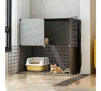 LULUMAIC Metal Cat Cage, Portable Cat Playpen, Indoor Cat Enclosures Diy Cat Playpen, Metal for Small and Medium Cats Kennel, Extra Large Free Space Cat Cage, Household Cat Cage,Black-75 * 39 * 73cm