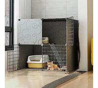 LULUMAIC Metal Cat Cage, Portable Cat Playpen, Indoor Cat Enclosures Diy Cat Playpen, Metal for Small and Medium Cats Kennel, Extra Large Free Space Cat Cage, Household Cat Cage,Black-75 * 49 * 73cm